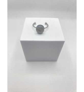 Bague ajustable argent avec pendentif quartz gris transparent