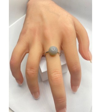 Bague ajustable argent avec pendentif quartz gris transparent