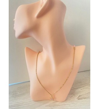 Collier or avec perles roses et étoile de mer pailletée