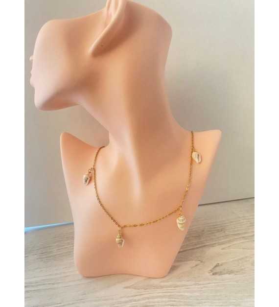 Coquillage Précieux –Collier doré acier inoxydable
