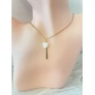 coeur Pur – Collier plaqué or 24 K avec pendentif cœur nacré et tige dorée élégante coeur Pur – Collier plaqué or 24 K avec pendentif cœur nacré et tige dorée élégante
