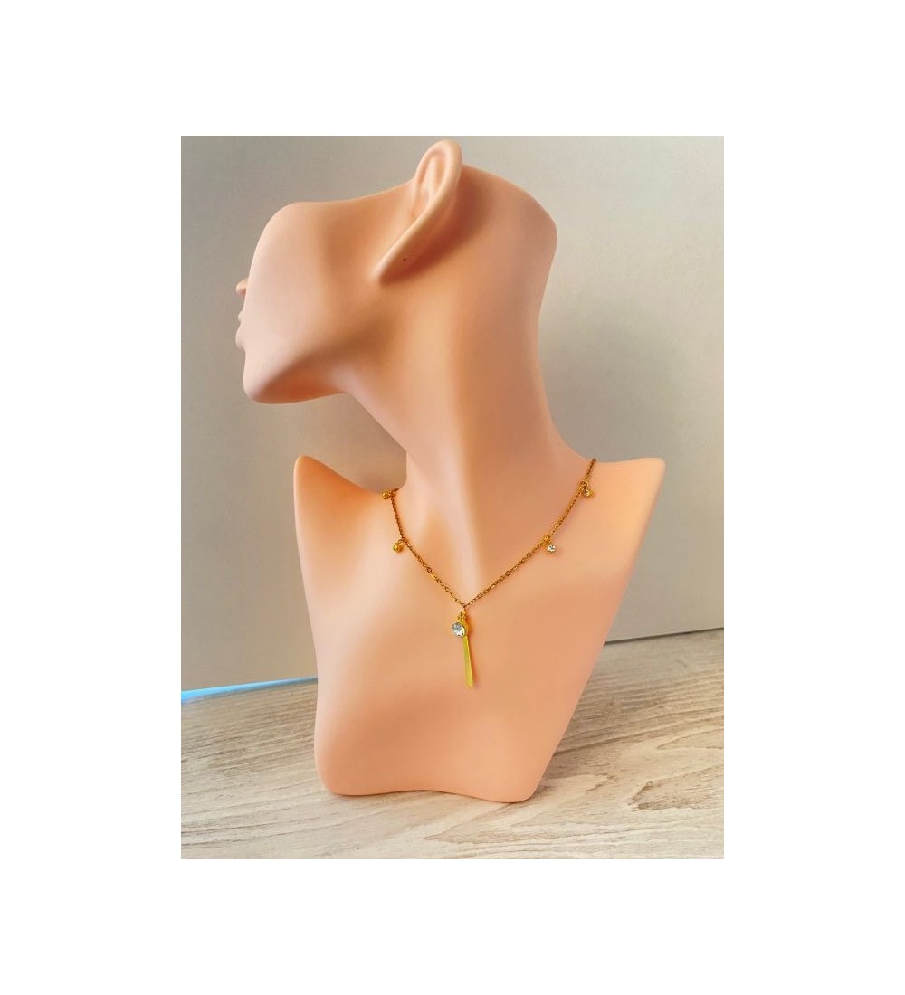 Collier or en acier inoxydable avec pendentif éclatant