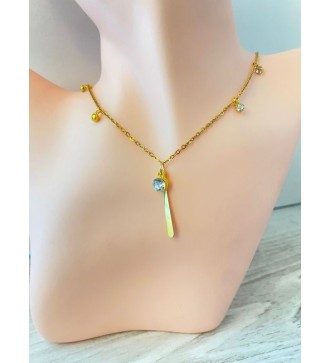 Collier or en acier inoxydable avec pendentif éclatant