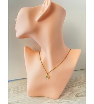 Collier or avec trèfle doré et strass éblouissant