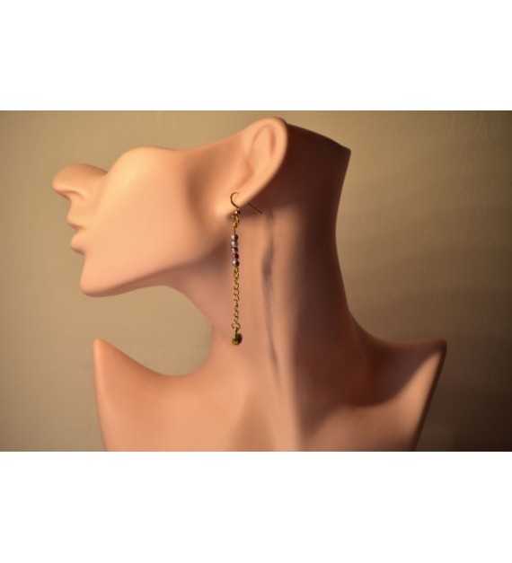 Boucles d’oreilles Lueur de Rose – bijou artisanal fait main
