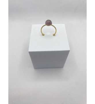 Quartz Précieux –Bague ajustable en quartz naturel plaqué or 24 K