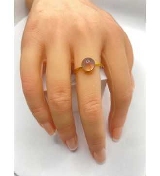 Quartz Précieux –Bague ajustable en quartz naturel plaqué or 24 K