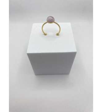 Lumière en Quartz – Bague ajustable quartz 6 mm plaqué or 24 K