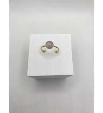 Lumière en Quartz – Bague ajustable quartz 6 mm plaqué or 24 K