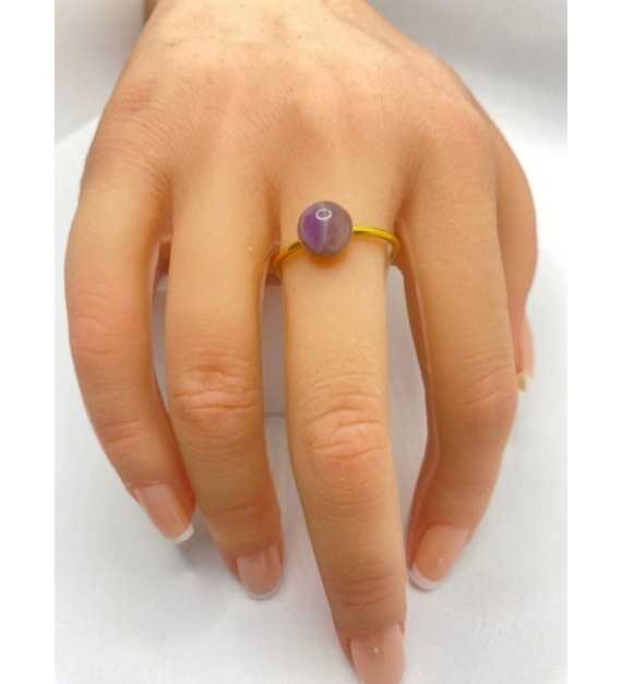 Essence Cristalline –Bague ajustable quartz acier inoxydable