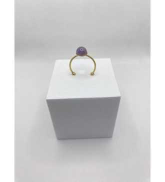 Reflets de Nature – Bague ajustable quartz et acier inoxydable