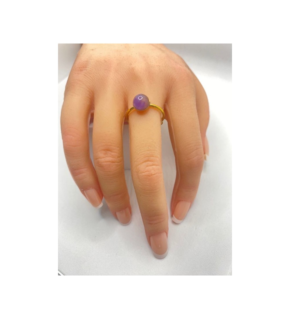 Bague ajustable en quartz et acier inoxydable or
