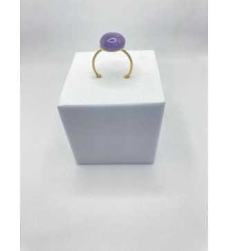 Aura de Quartz – Bague ajustable quartz 10 mm plaqué or 24 K