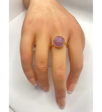 Bague ajustable en acier or avec quartz 10 mm