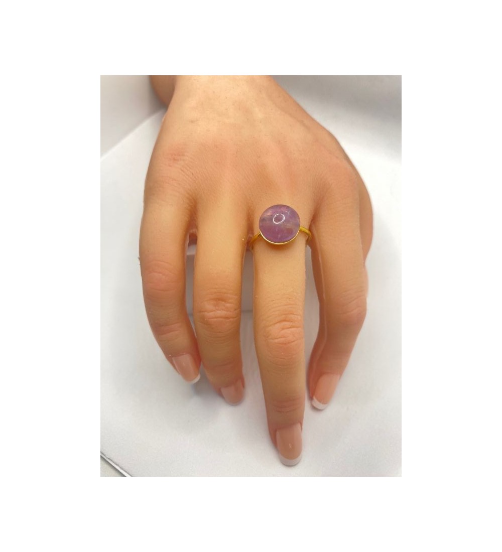 Bague ajustable en acier or avec quartz 10 mm