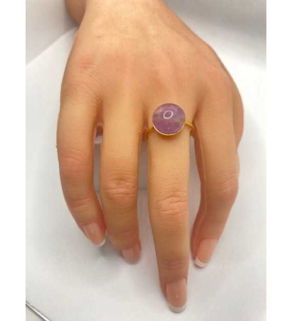 Sérénité Cristalline – Bague quartz 10 mm en acier inoxydable