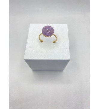 Bague ajustable en acier or avec quartz 10 mm