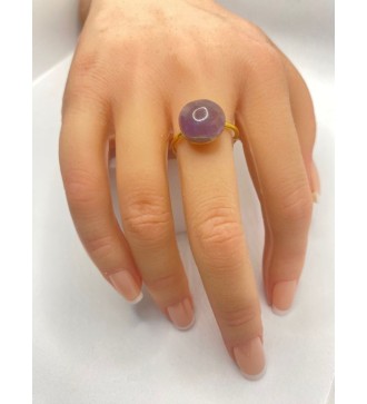 Bague ajustable en quartz 10 mm et acier or