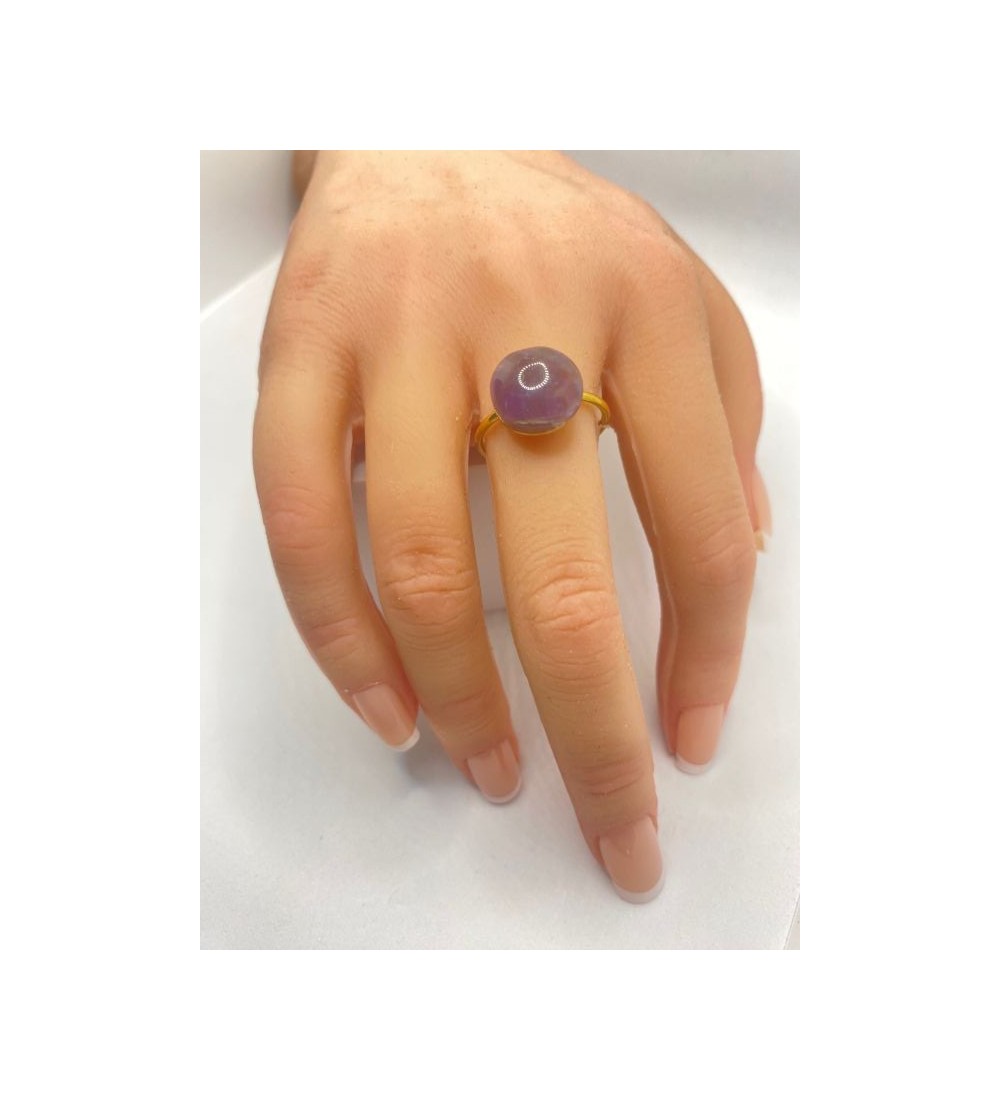 Bague ajustable en quartz 10 mm et acier or