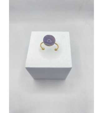 Bijoux de Lumière –Bague ajustable quartz plaqué or 24 K