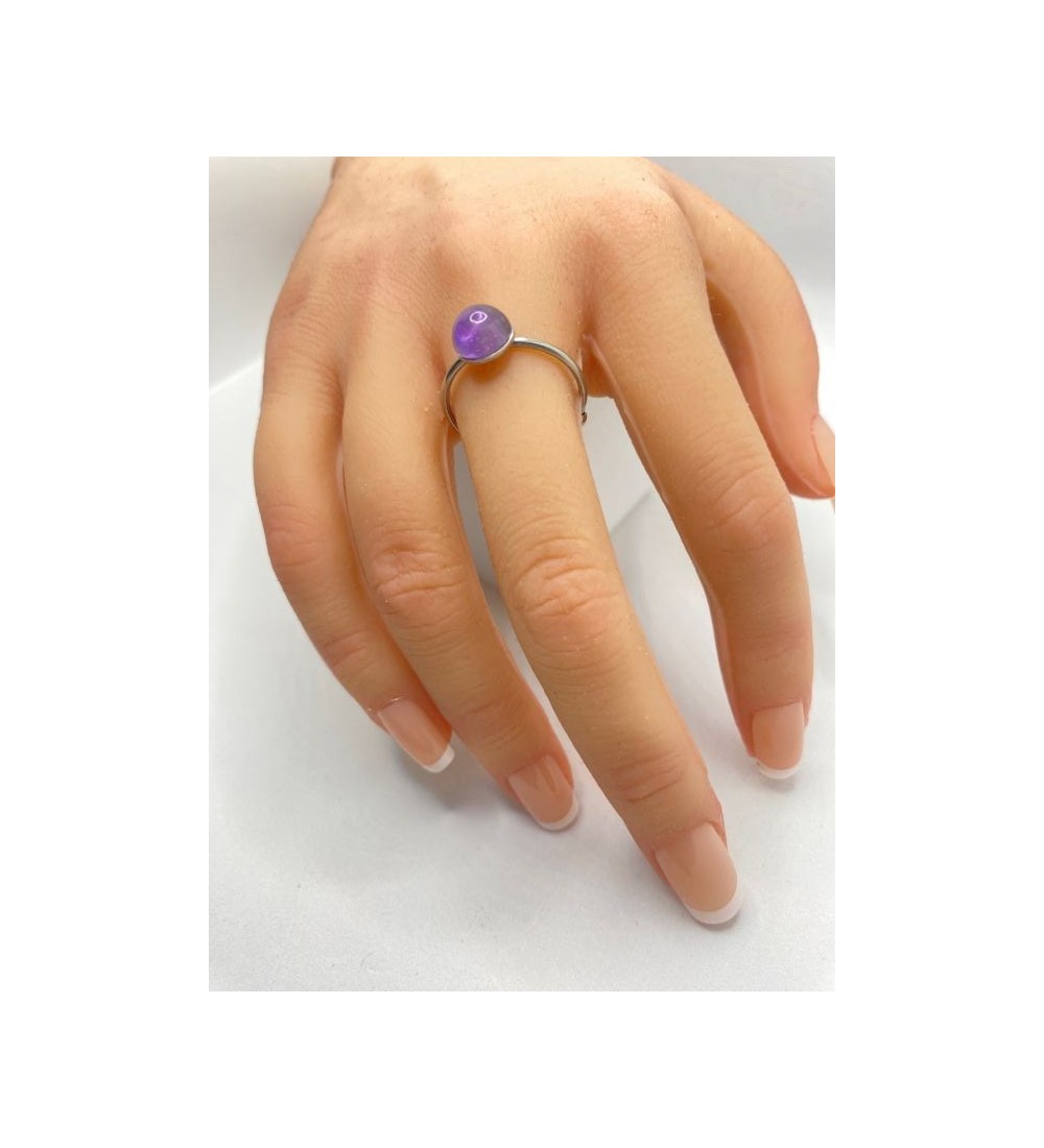 Bague ajustable en quartz 6 mm et acier inoxydable argent