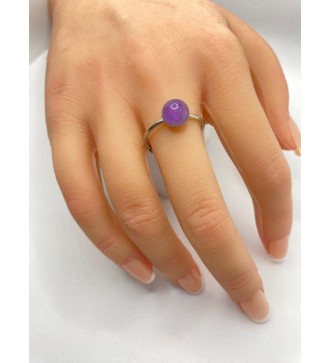 Bague ajustable inoxydable argent et quartz 6 mm