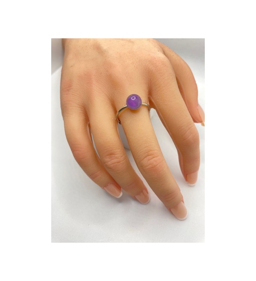 Bague ajustable inoxydable argent et quartz 6 mm
