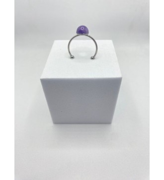 Bagues ajustables en acier argent avec quartz 6 mm