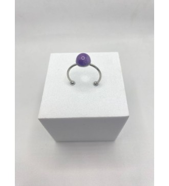 Bagues ajustables en acier argent avec quartz 6 mm