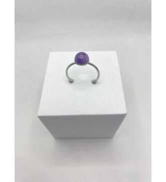 Élégance en Acier & Quartz – Bague ajustable en acier argent