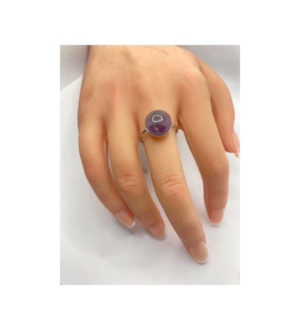 Bague ajustable en quarte 10 mm et acier inoxydable argent