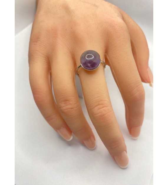 Reflet de Quartz – Bague quartz 10 mm en acier inoxydable argent