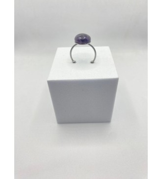 Bague ajustable en quarte 10 mm et acier inoxydable argent