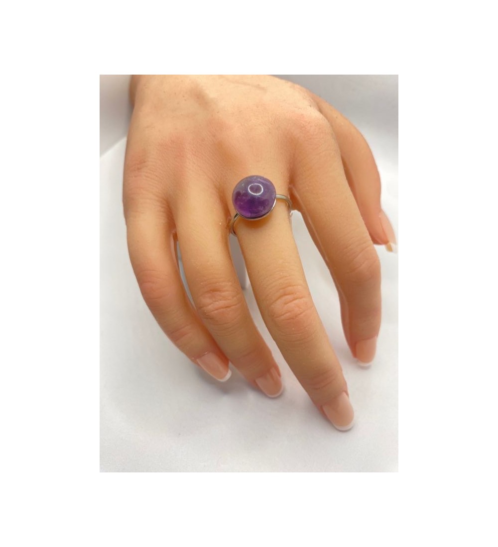 Bague ajustable en quartz 10 mm et acier inoxydable argent