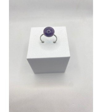 Bague ajustable en quartz 10 mm et acier inoxydable argent