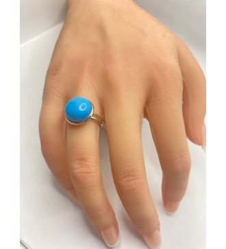 Bague ajustable en pierre semi-précieuse bleu topaze argent