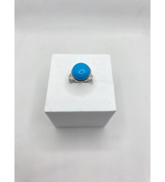 Bague ajustable en pierre semi-précieuse bleu topaze argent