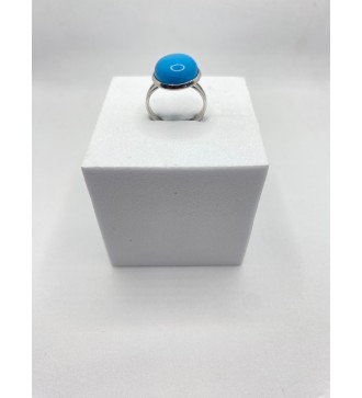 Bague ajustable en pierre semi-précieuse bleu topaze argent