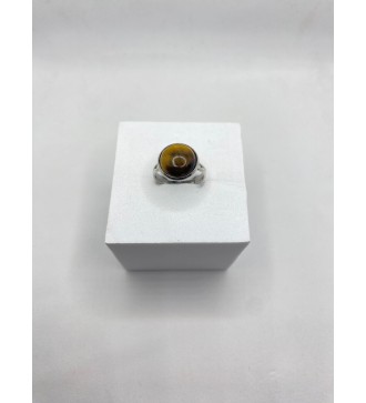 Bague ajustable en pierre marron et ombres caramel