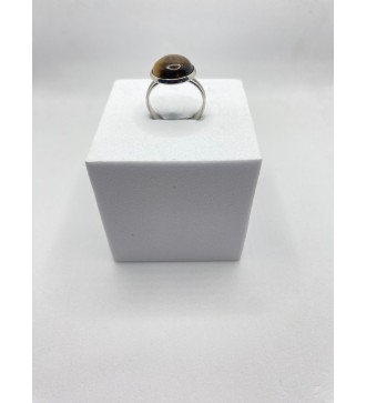 Bague ajustable en pierre marron et ombres caramel