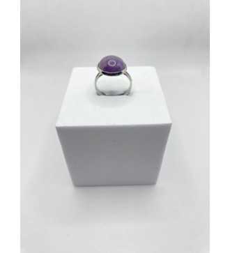 Soleil d'amethyste – Bague ajustable en acier inoxydable argent