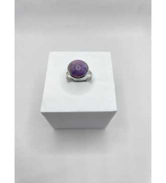 Soleil d'amethyste – Bague ajustable en acier inoxydable argent