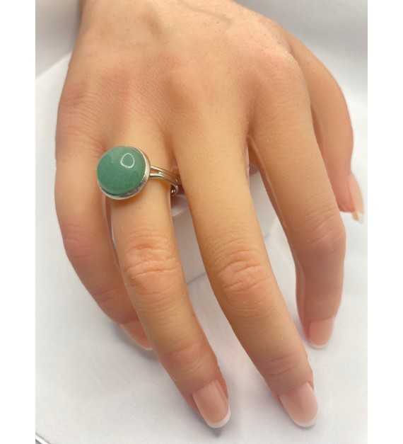 Mélodie verte – Bague ajustable en pierre verte, acier inoxydable