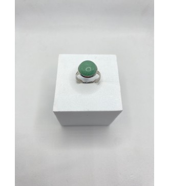 Bague ajustable en pierre verte en acier inoxydable
