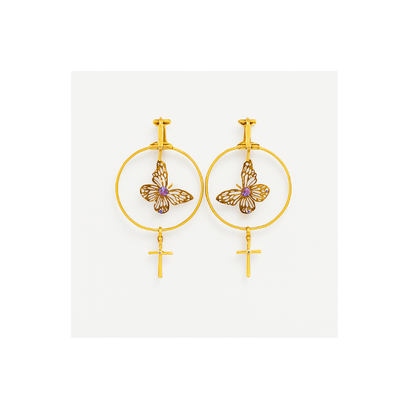 Boucles d’oreilles plaqué or 24 k élégantes – AU2 Bijoux